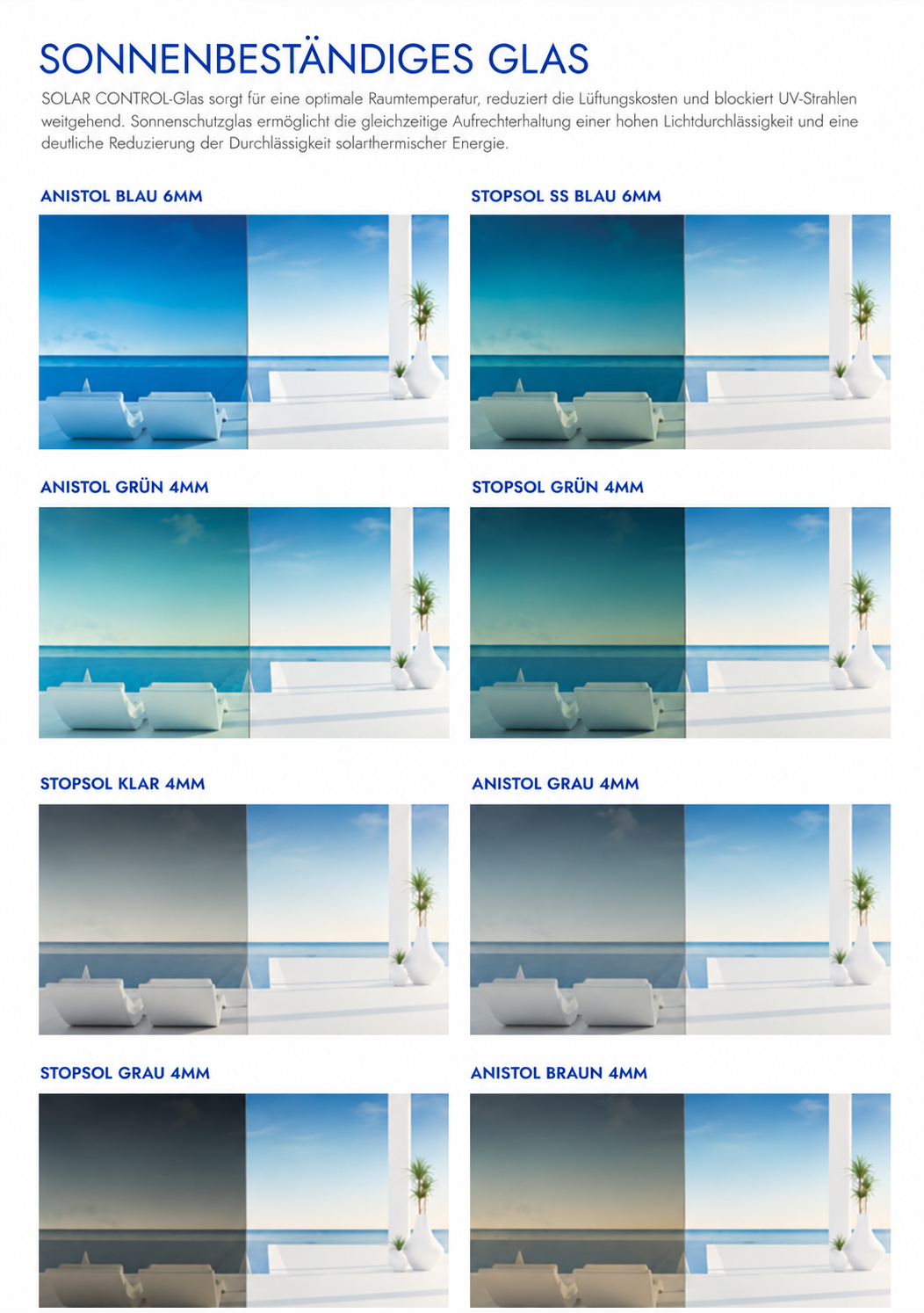 Sonnenbeständiges Glas