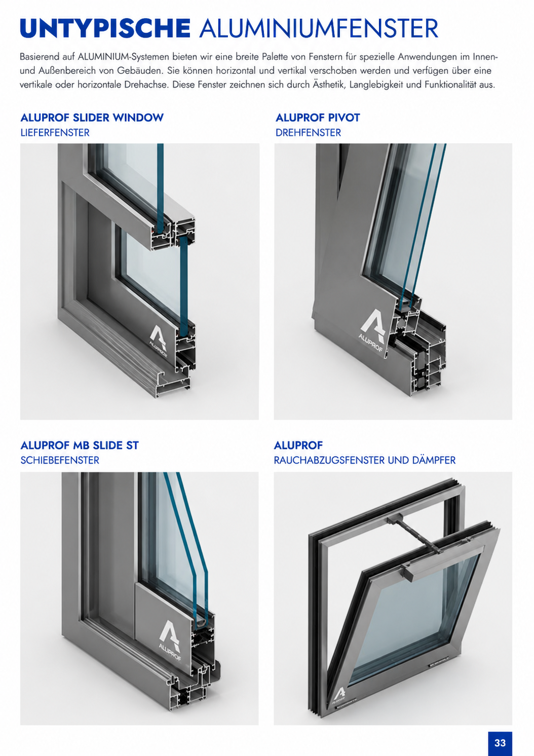 Untypische Aluminiumfenster